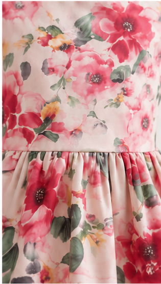 Girls Pink Floral Print Fit & Flare Dress (Sleeveless)