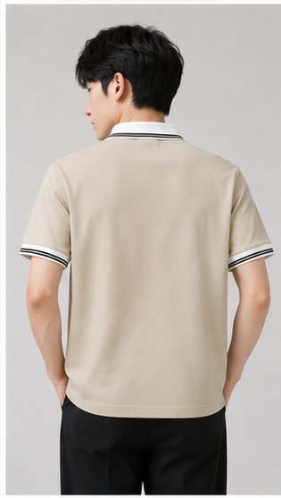 Men's Premium Off-White Polo T-Shirt with Contrast Collar | Elegant Casual Half Sleeve Polo
