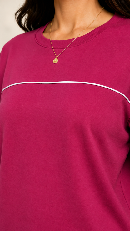 Women’s Fuchsia Pink Co-ord Set | Premium Relaxed Fit Lounge Wear