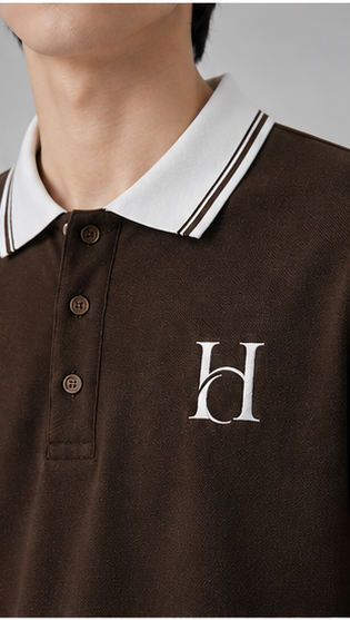 Men's Premium Coffee Brown Polo T-Shirt with White Contrast Collar | Classic Casual Polo Tee