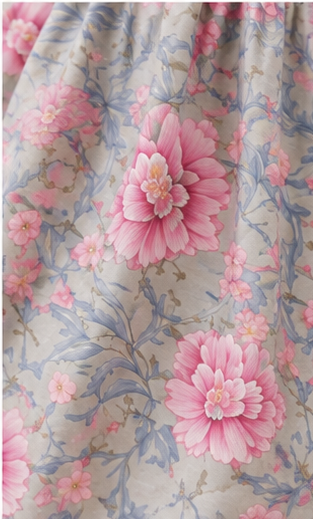 Girls Floral Fit & Flare Dress – Grey Base with Pink Blossom Print