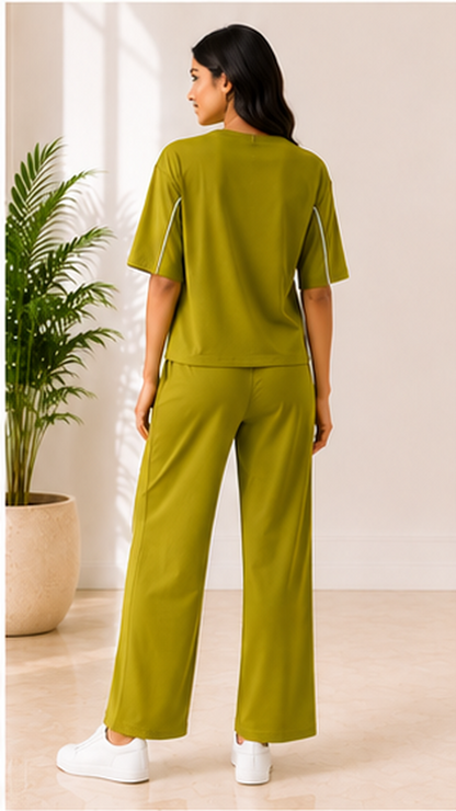 Women’s Olive Green Co-ord Set | Premium Relaxed Fit Lounge Wear