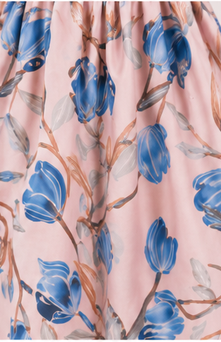 Girls Blush Pink & Blue Floral Print Fit & Flare Dress (Sleeveless)
