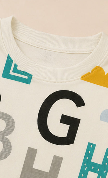 Alphabet Print Kids Co-Ord Set – Educational Cotton T-Shirt & Shorts Set