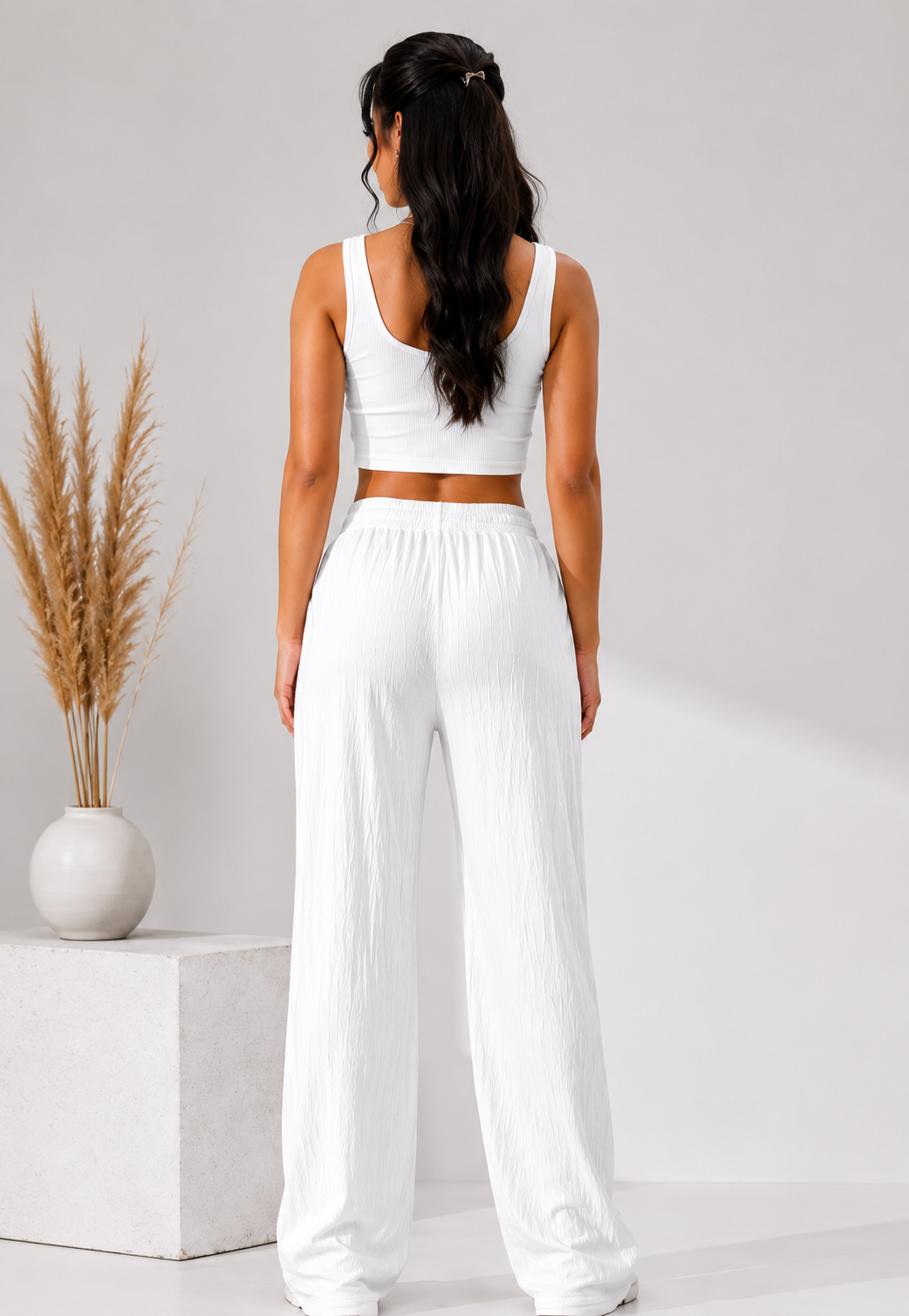 White Wide Leg Lounge Pants  | Casual Summer Outfit for Women