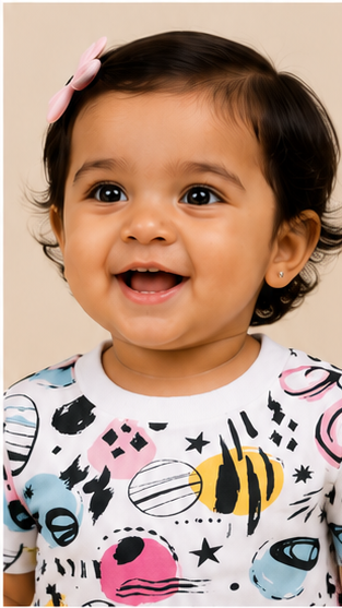 Abstract Space Print Kids Co-Ord Set – Stylish Planet Graphic T-Shirt & Shorts for Girls