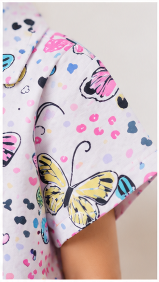 Girls Butterfly Print Pajama Set