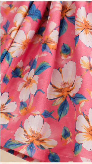 Girls Coral Pink Floral Print Fit & Flare Dress (Sleeveless)
