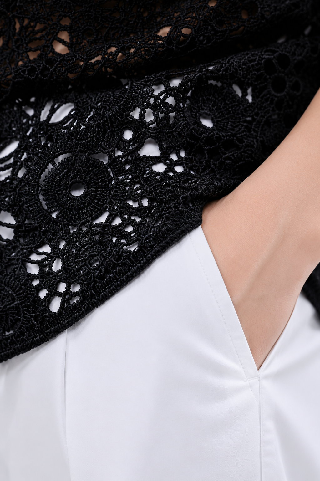 Men's Black Crochet Lace Knit Shirt – Premium Handmade Open Knit Resort Shirt