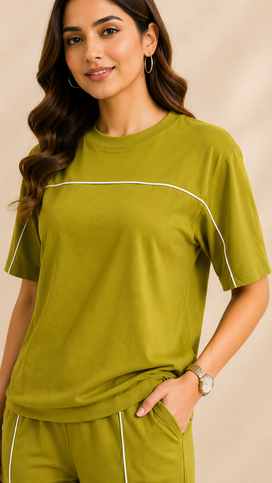 Women’s Olive Green Co-ord Set | Premium Relaxed Fit Lounge Wear