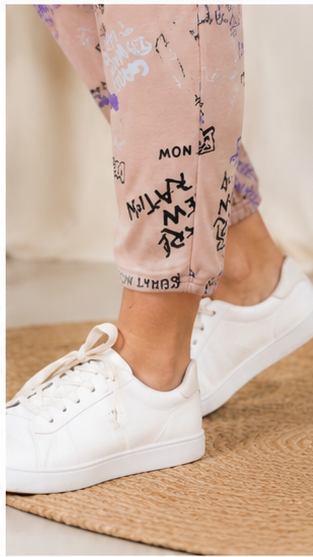 Women Beige Printed Joggers – Trendy Slim Fit Casual Lounge & Streetwear Pants