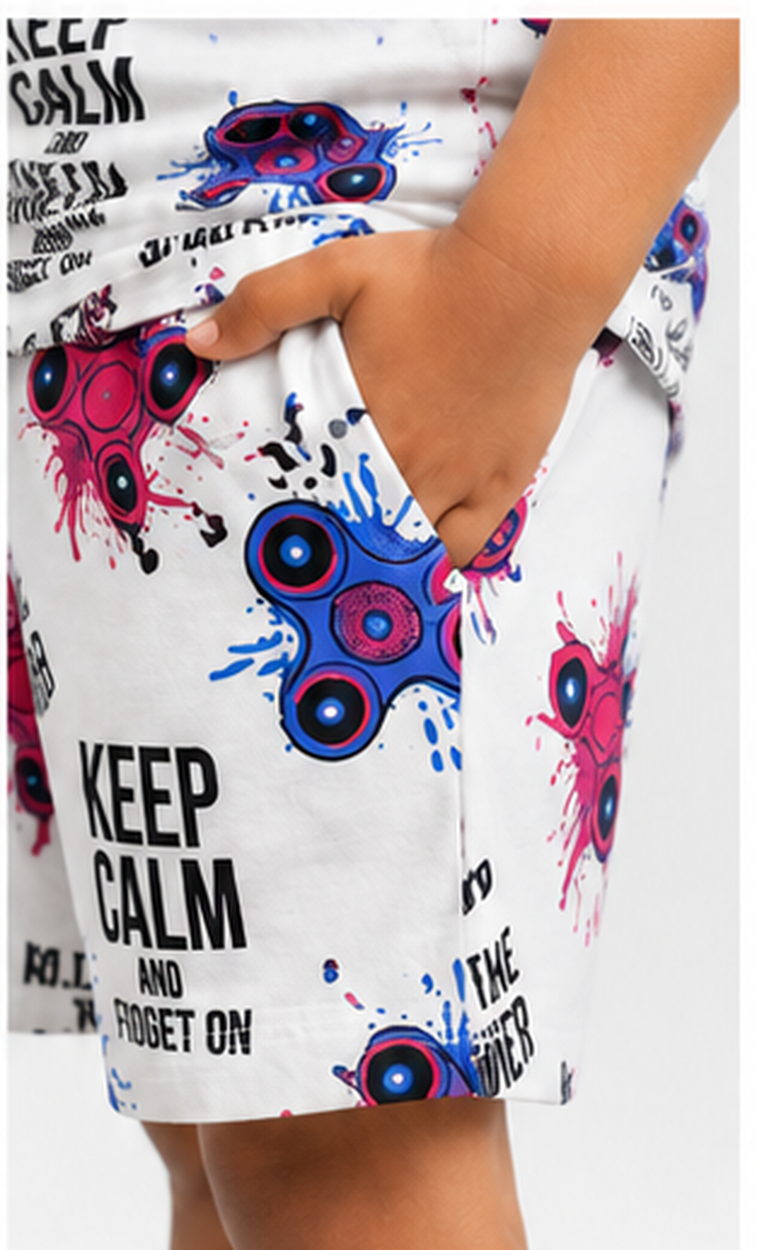 Fidget Spinner Print Kids Co-Ord Set – Cotton T-Shirt & Shorts Summer Outfit for Boys