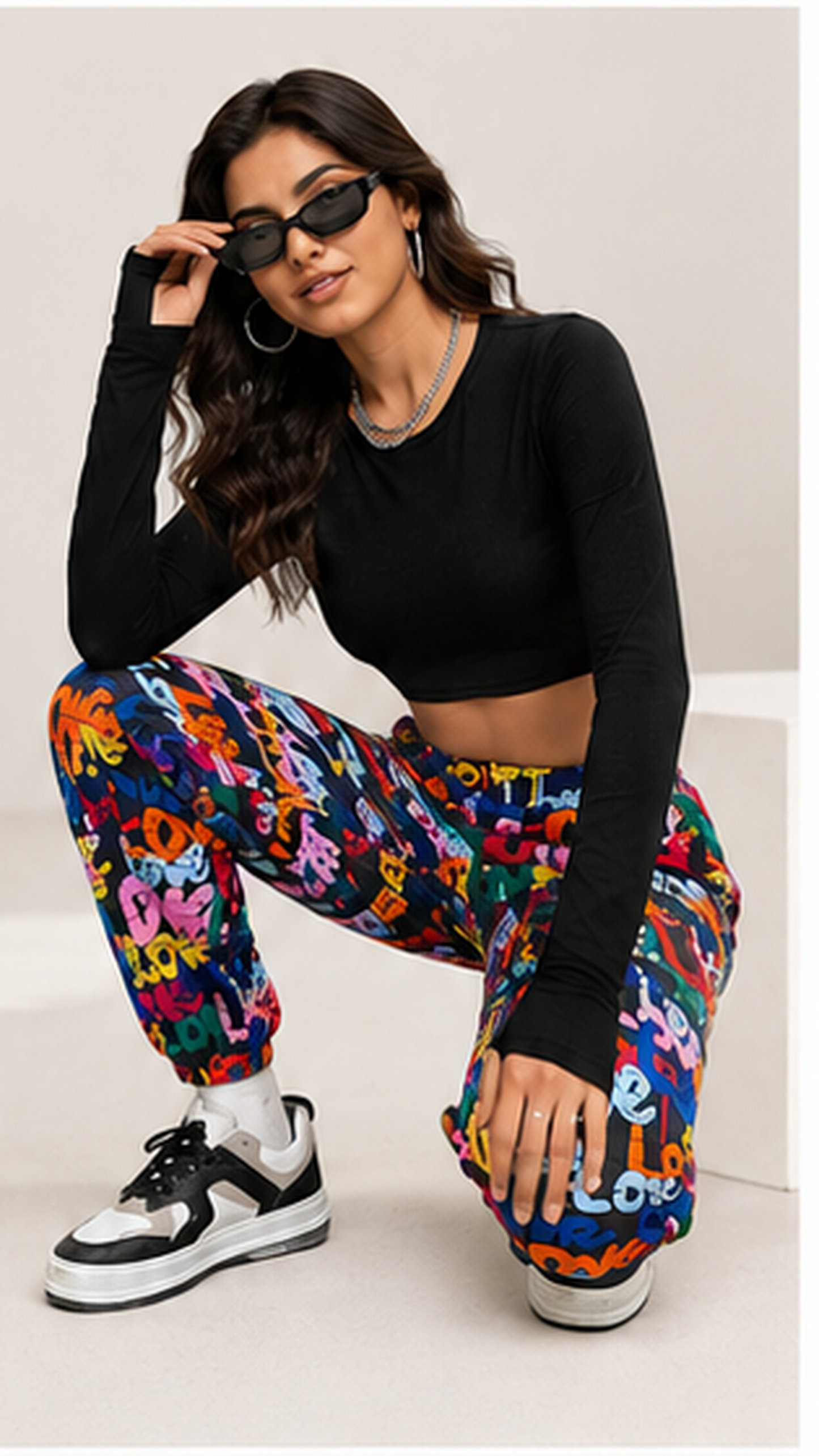 Women Multicolor Graffiti Printed Joggers – Trendy Casual Streetwear & Lounge Pants