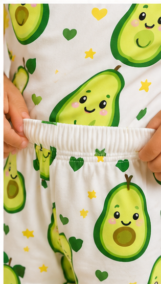 Kids Avocado Print Co-ord Set | Cute Avocuddle Cotton Summer Outfit for Boys & Girls
