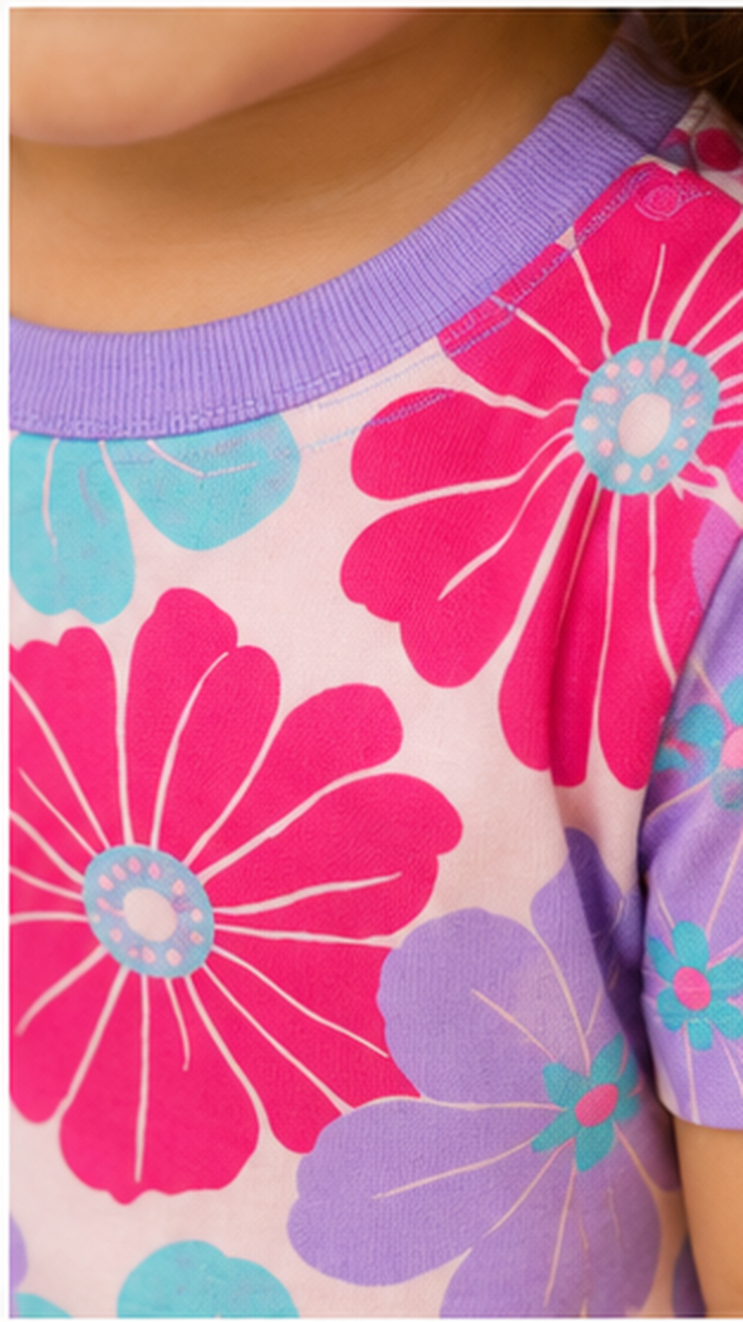 Bold Floral Kids Co-Ord Set – Pink & Purple Flower Printed T-Shirt & Shorts for Girls