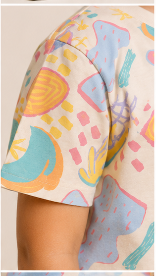 Pastel Abstract Print Kids Co-Ord Set | Soft Cotton Summer Outfit for Boys & Girls