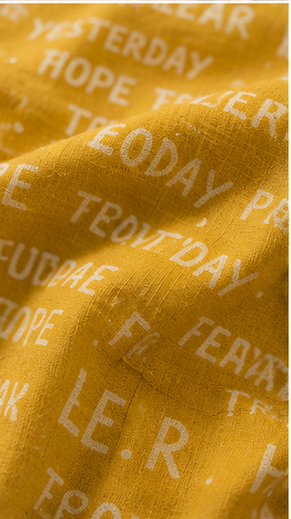 Boys Mustard Yellow Typography Print Mandarin Collar Shirt (Full Sleeve)