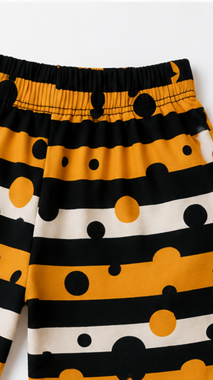 Bold Stripe & Polka Dot Kids Co-Ord Set – Trendy Cotton T-Shirt & Shorts Set