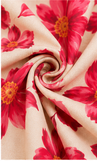 Girls Floral Fit & Flare Dress – Cream Base with Vibrant Pink Blossoms