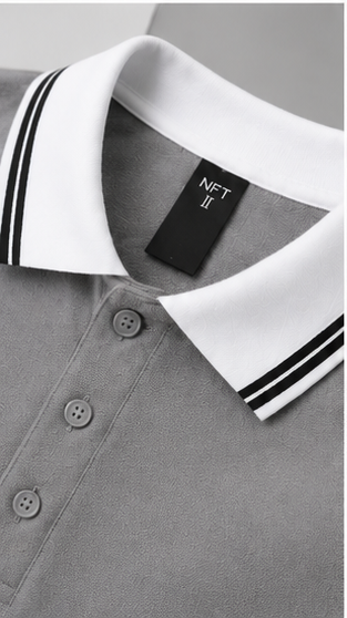 Men's Premium Light Grey Polo T-Shirt with White Contrast Collar | Classic Smart Casual Polo Tee