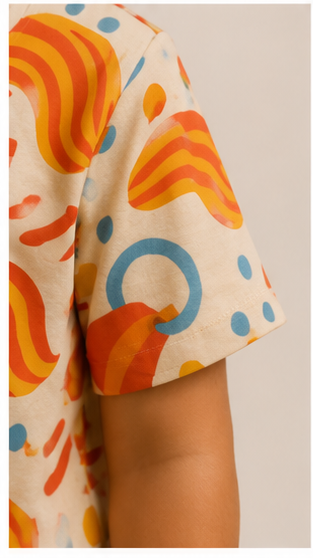 Kids Multicolor Abstract Print Co-Ord Set – Soft Cotton Summer Outfit for Boys & Girls