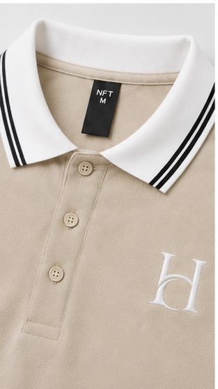 Men's Premium Off-White Polo T-Shirt with Contrast Collar | Elegant Casual Half Sleeve Polo