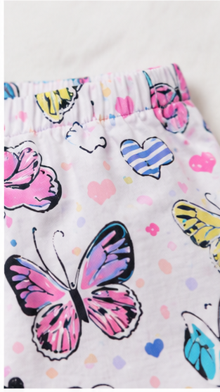 Girls Butterfly Print Pajama Set