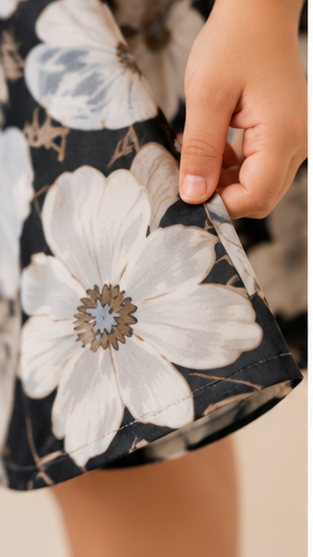 Girls Navy Blue & White Floral Print Fit & Flare Dress (Sleeveless)