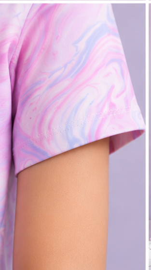 Girls Pink Marble Tie Dye Co-Ord Set | Kids Crop Top & Bell Bottom Pants | Stylish Summer Outfit for Girls