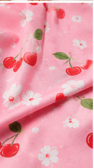 Girls Pink Cherry Print Off-Shoulder Co-ord Set with Tie-Up Shorts