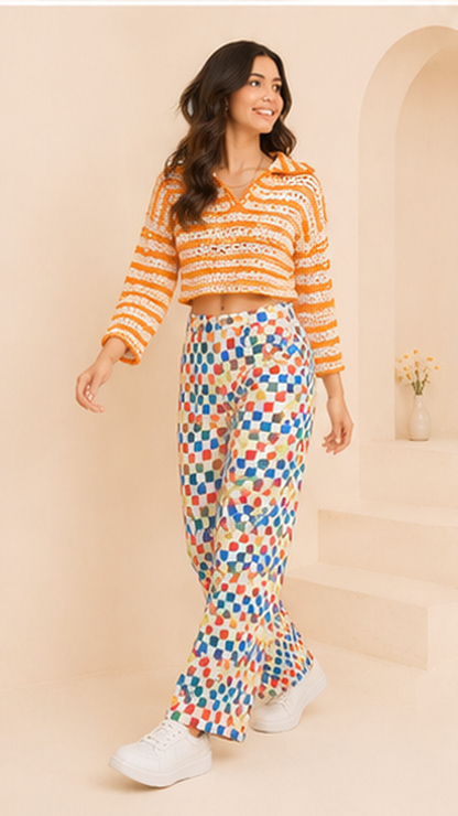 Women Multicolor Printed Wide Leg Pants – Trendy Casual Lounge & Vacation Wear Trousers