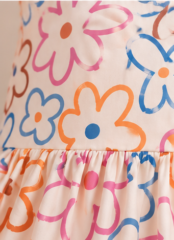 Girls Floral Print Sleeveless Cotton Dress – Soft Summer Casual Party Wear for Kids