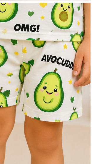 Kids Avocado Print Co-ord Set | Cute Avocuddle Cotton Summer Outfit for Boys & Girls