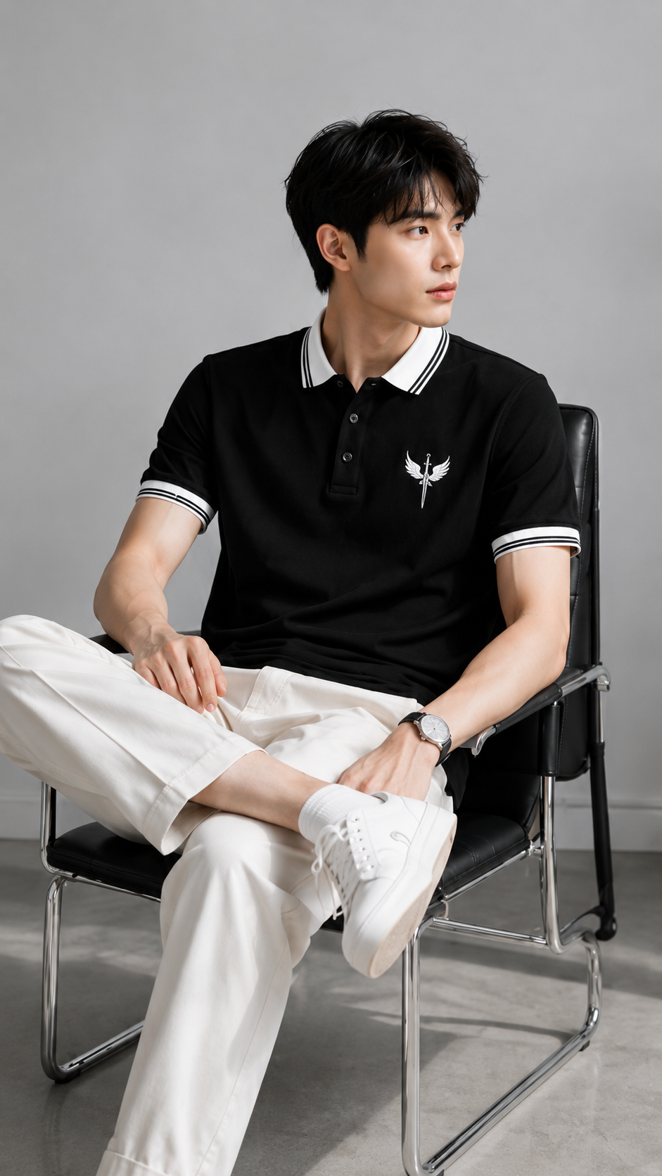 Horcun Men's Black Signature Polo T-Shirt | Premium Contrast Collar Polo