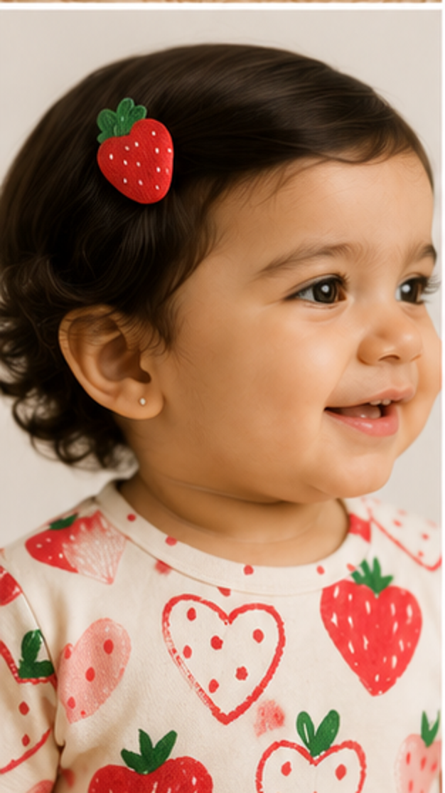 Strawberry Heart Print Kids Co-Ord Set – Cute Cotton T-Shirt & Shorts for Girls