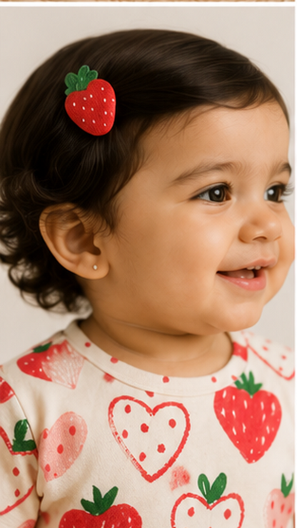 Strawberry Heart Print Kids Co-Ord Set – Cute Cotton T-Shirt & Shorts for Girls