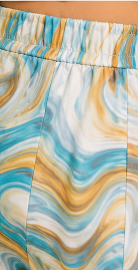 Girls Multicolor Marble Co-Ord Set | Kids Crop Top & Flared Pants Outfit | Trendy Casual Wear for Girls