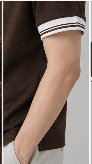 Men's Premium Coffee Brown Polo T-Shirt with White Contrast Collar | Classic Casual Polo Tee