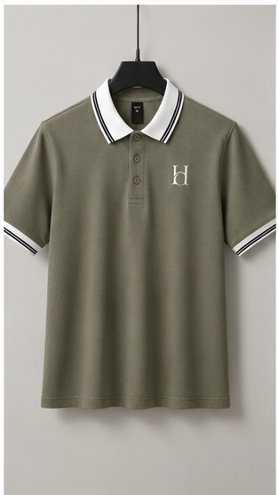 Men's Premium Olive Green Polo T-Shirt with White Contrast Collar | Smart Casual Half Sleeve Polo Tee