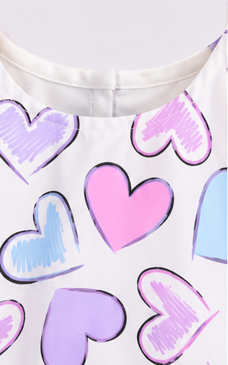 Girls Heart Print Sleeveless Fit & Flare Dress | Cute Casual Party Dress for Kids | Soft Comfortable Summer Dress for Girls