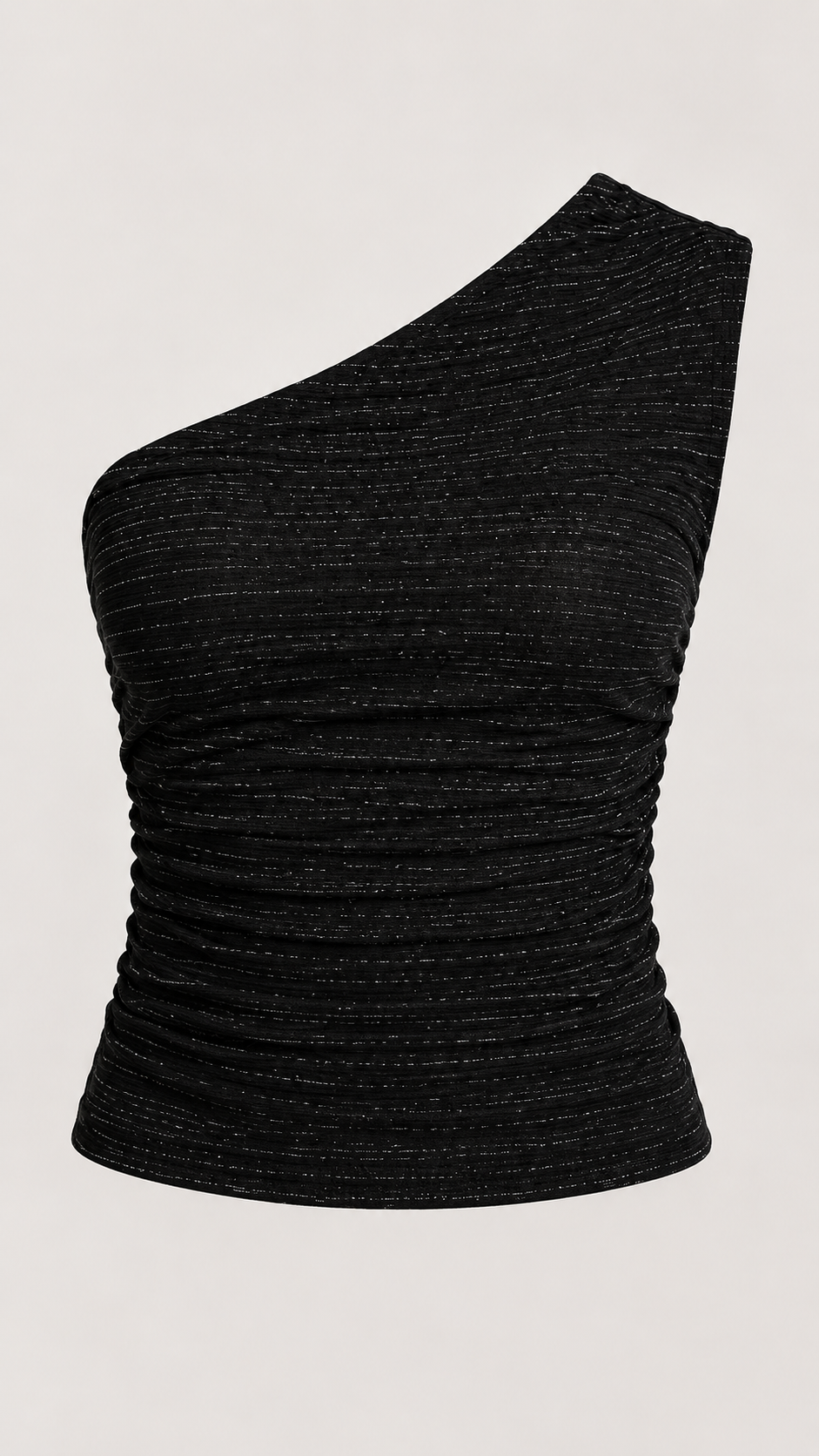 Women’s Premium Black One Shoulder Ruched Top – Slim Fit Party Wear Top