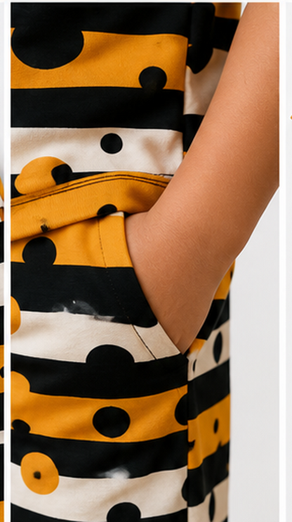Bold Stripe & Polka Dot Kids Co-Ord Set – Trendy Cotton T-Shirt & Shorts Set