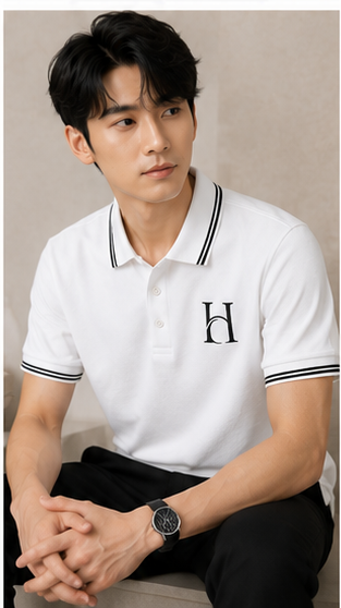 Men's Premium White Polo T-Shirt with Black Contrast Collar | Classic Smart Casual Half Sleeve Polo
