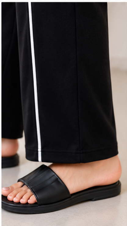 Women’s Black Co-ord Lounge Set | Premium Relaxed Fit T-Shirt & Straight Pants Set
