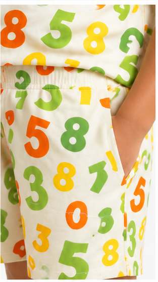 Numbers Print Kids Co-Ord Set – Educational Cotton T-Shirt & Shorts Summer Outfit for Boys & Girls