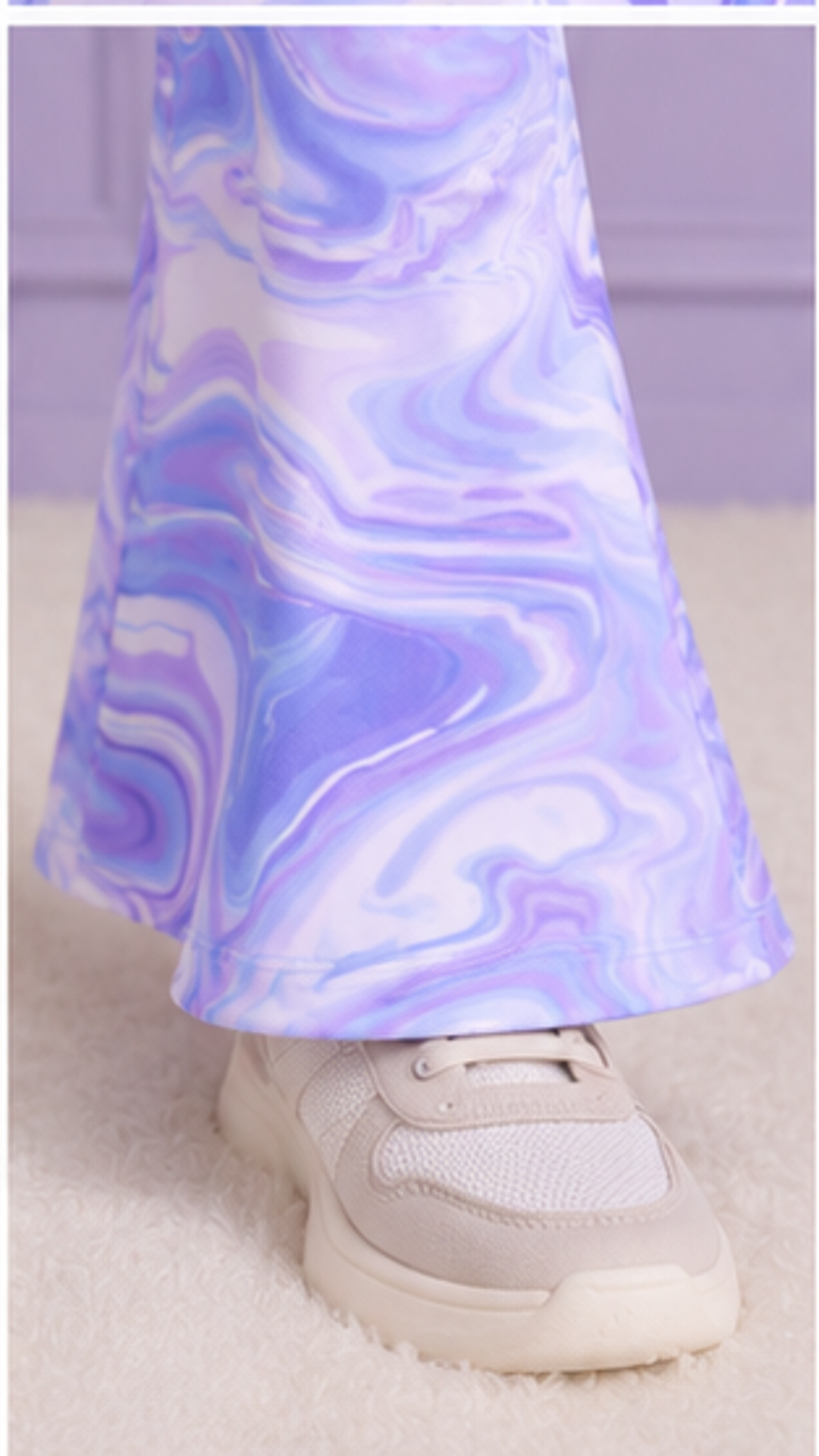 Girls Lilac Marble Co-Ord Set | Kids Crop Top & Flared Pants Outfit | Trendy Casual Wear for Girls