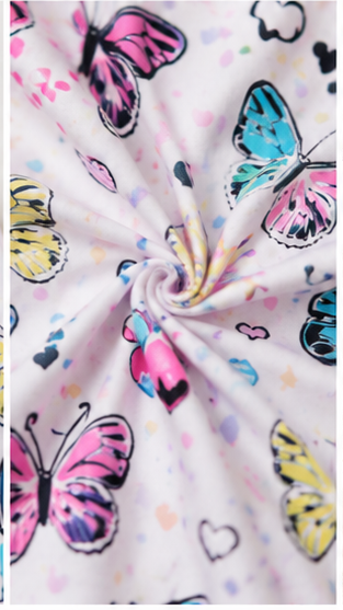 Girls Butterfly Print Pajama Set