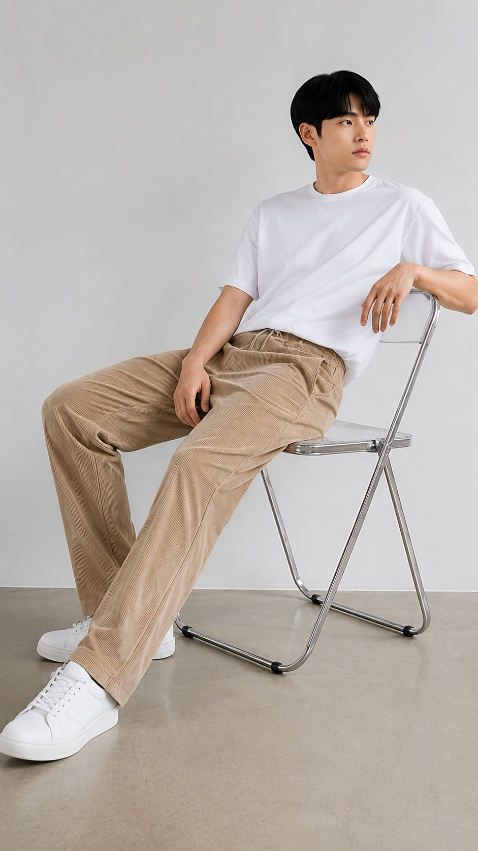 Horcun Men's Sand Beige Corduroy Drawstring Trousers | Premium Casual Pants