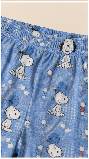 Blue Cartoon Dog Kids Co-Ord Set – Cute Character Print T-Shirt & Shorts for Girls