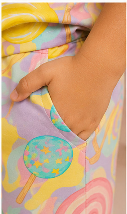 Candy Lollipop Print Kids Co-Ord Set – Soft Cotton T-Shirt & Shorts Summer Outfit for Boys & Girls